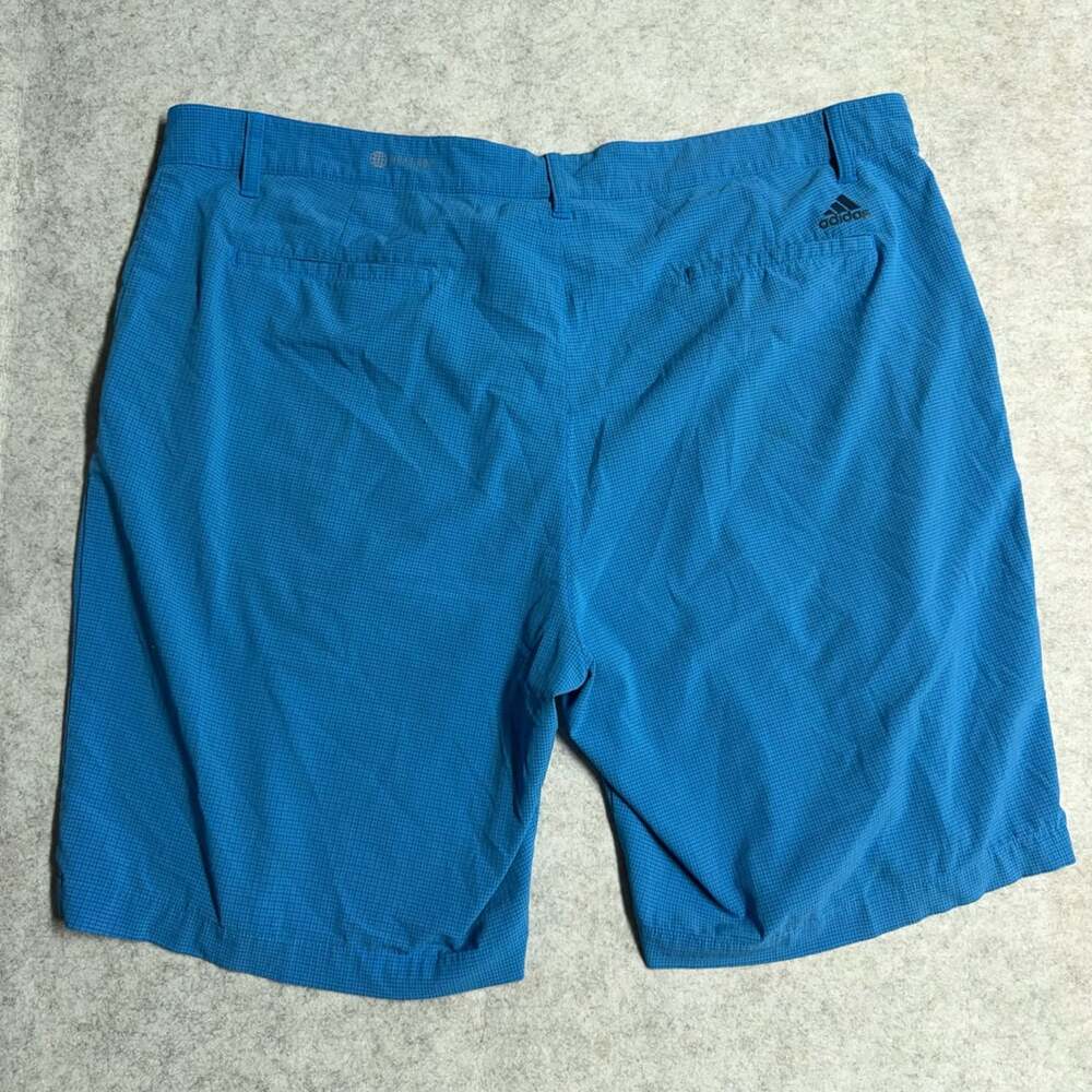 Adidas Golf Shorts Blue Grid Pattern Performance Stretch - Picture 2 of 10